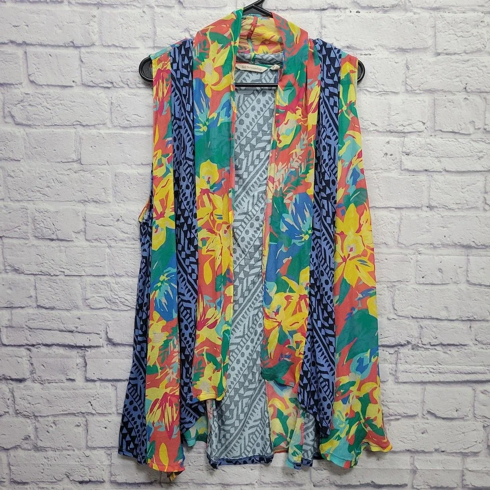 Soft Surroundings Boho Hippie Kimono Beach Coverup OS Travel Resortwear Festival